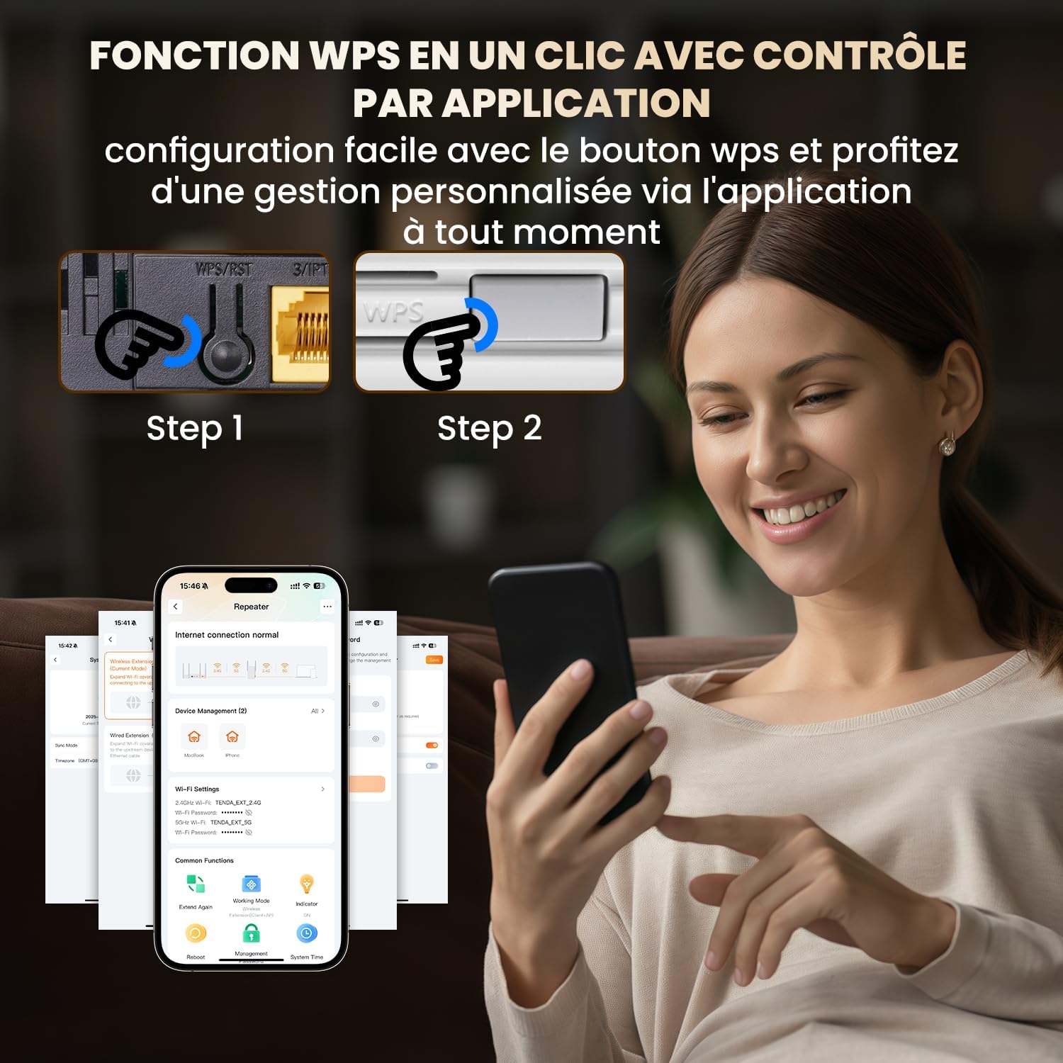 Tenda A23 Répéteur WiFi 6 AX1500, Extenseur WiFi Bi-Bande, Port Gigabit, Antennes 2 x 5dBi, LED de Signal Intelligent, Installation Facile, WPA3 – Image 6