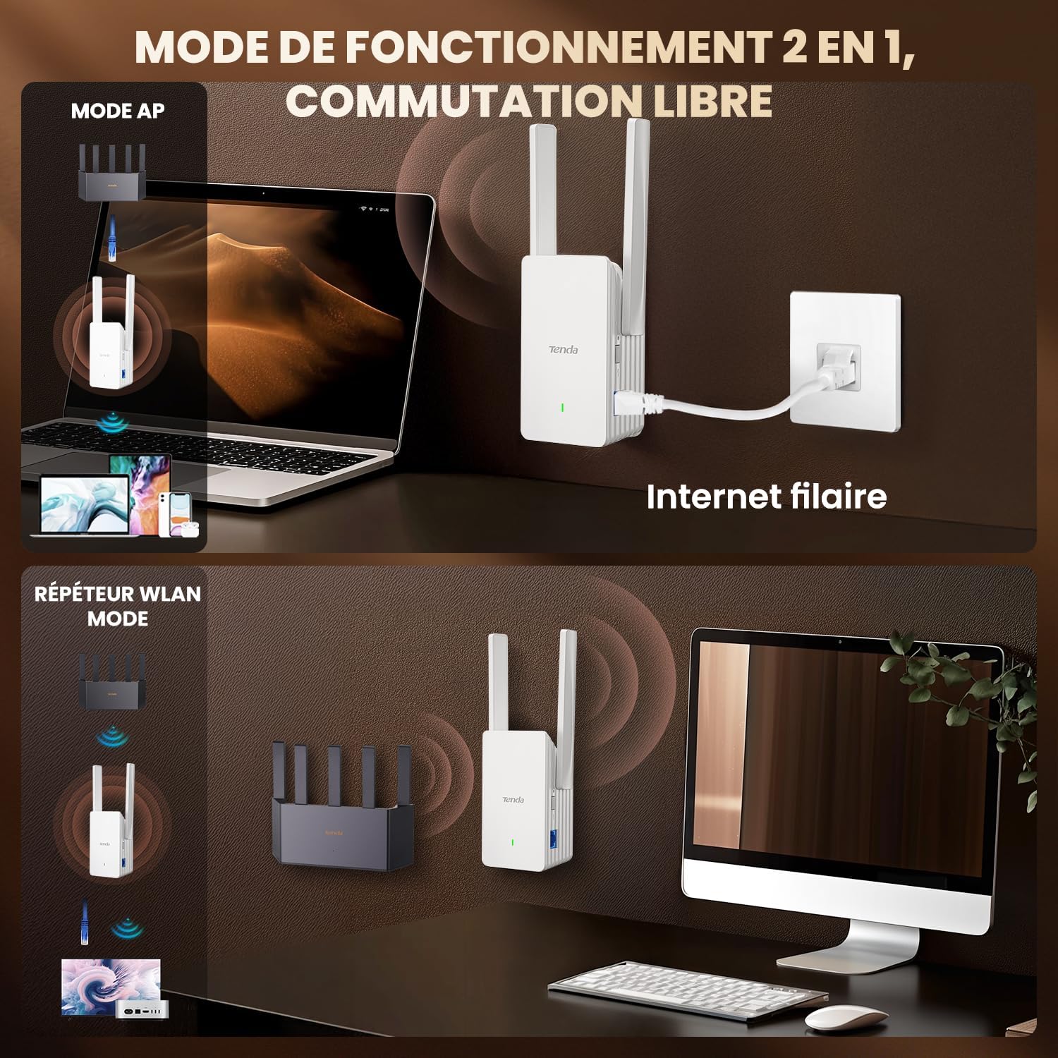 Tenda A23 Répéteur WiFi 6 AX1500, Extenseur WiFi Bi-Bande, Port Gigabit, Antennes 2 x 5dBi, LED de Signal Intelligent, Installation Facile, WPA3 – Image 5